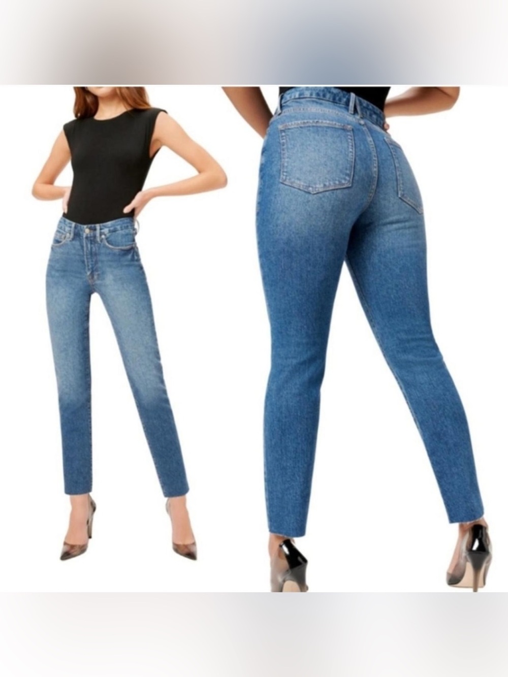 Good American Good Classic Stretch Jeans in Blue 940 Wash